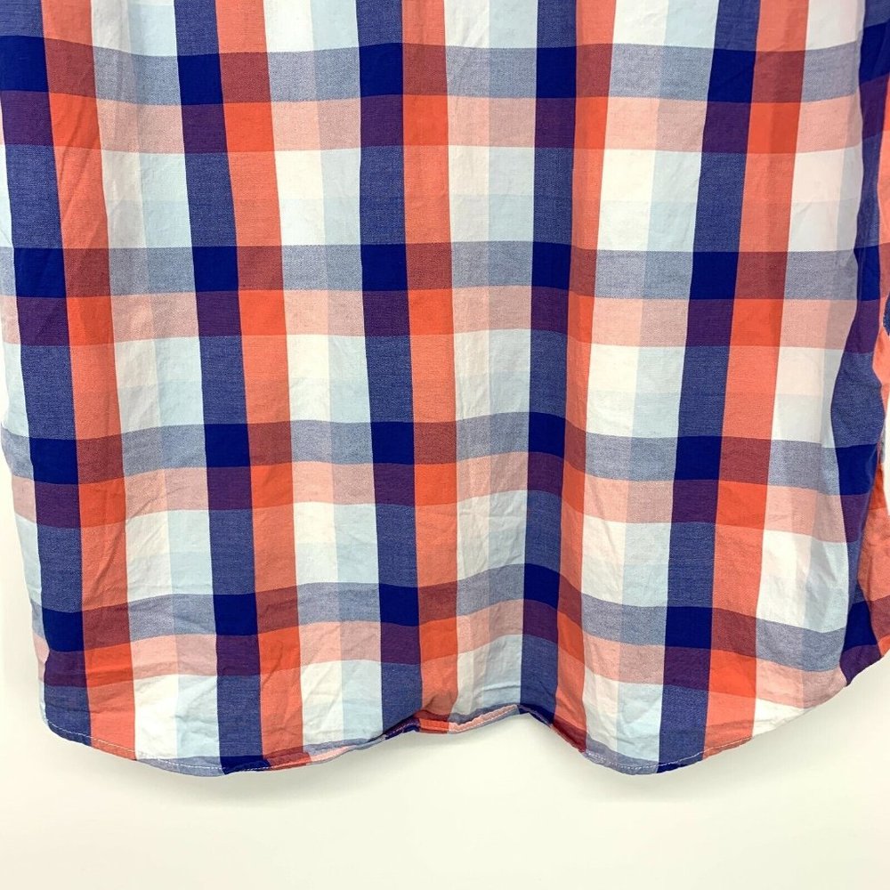 Merona Shirt Mens Blue White Plaid Button Down Short Sleeve - Picture 7 of 7